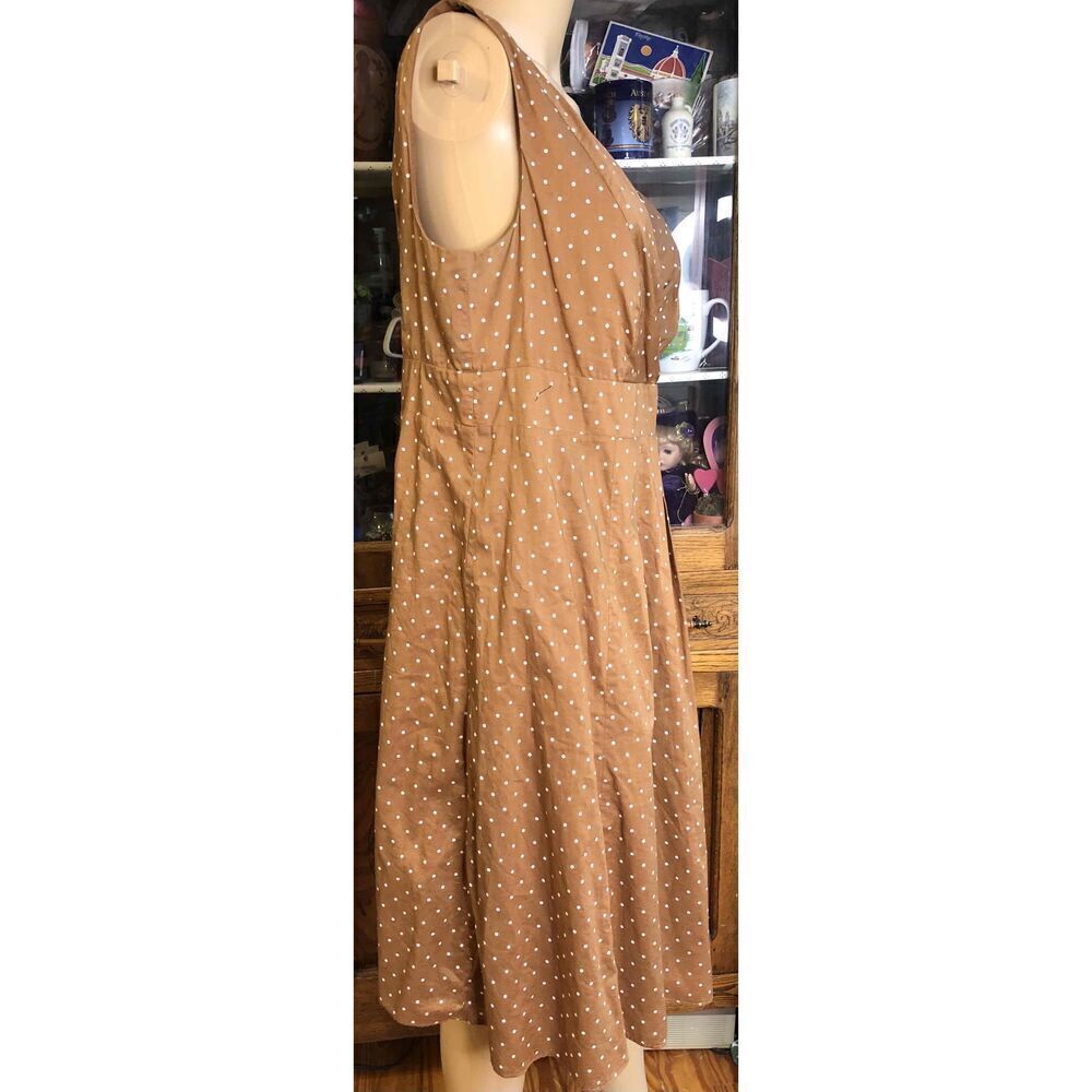 Lands' End Womens Brown White Polka Dot Wrap Dress V Neck Sleeveless Size 10 - Picture 5 of 9